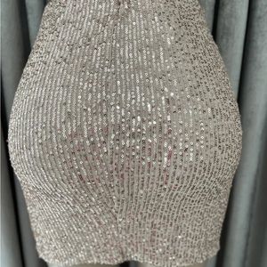 City Studios Juniors' Women's beige Sequined Slit Mini Skirt Size XSmall